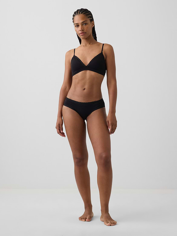 SoftMade Organic Stretch Cotton Lace-Trim Cheeky Hipster