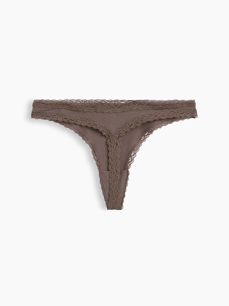 Image number 6 showing, SoftMade Organic Stretch Cotton Lace-Trim Thong