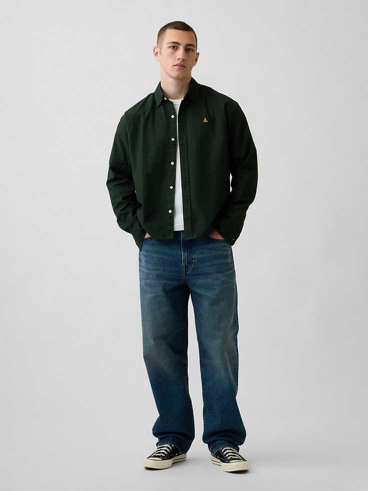 Image number 2 showing, Relaxed Crop Straight-Hem Oxford Shirt