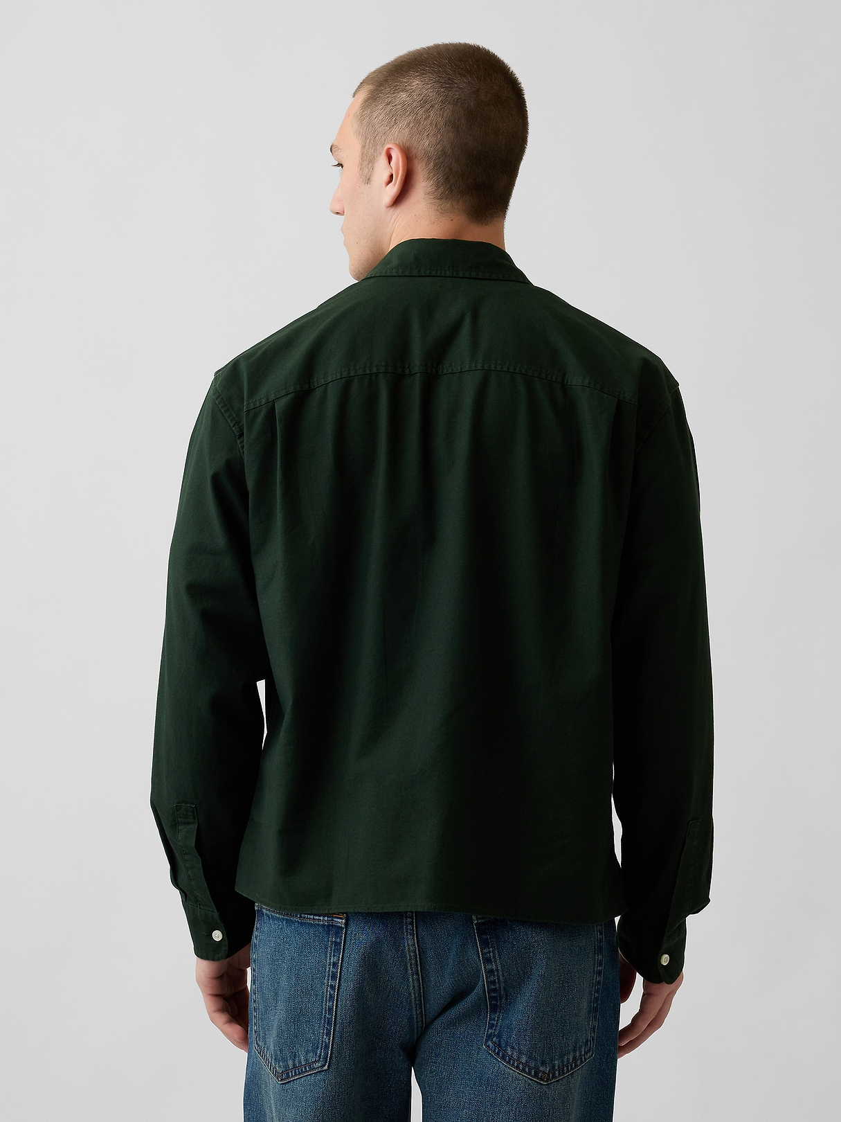 Relaxed Crop Straight-Hem Oxford Shirt | Gap