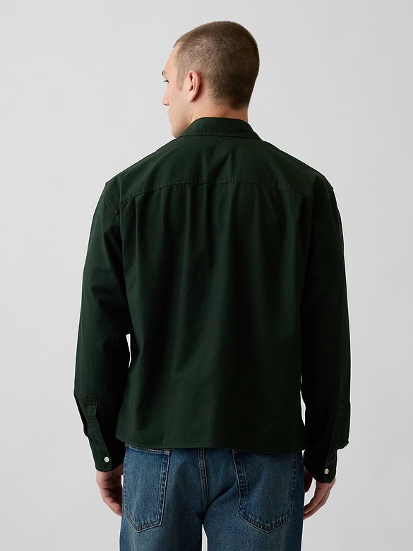 Relaxed Crop Straight-Hem Oxford Shirt