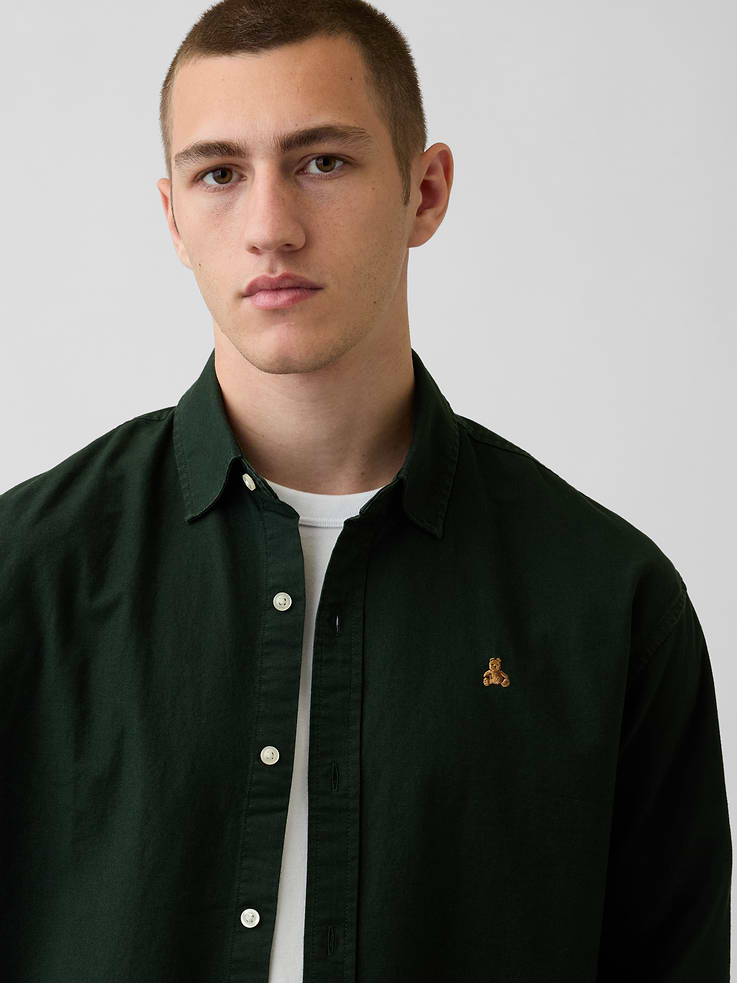 Image number 4 showing, Relaxed Crop Straight-Hem Oxford Shirt