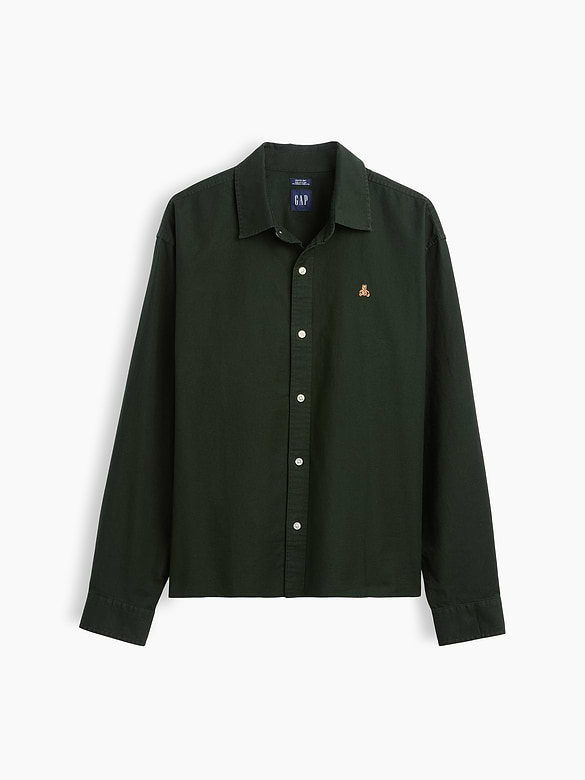 Relaxed Crop Straight-Hem Oxford Shirt