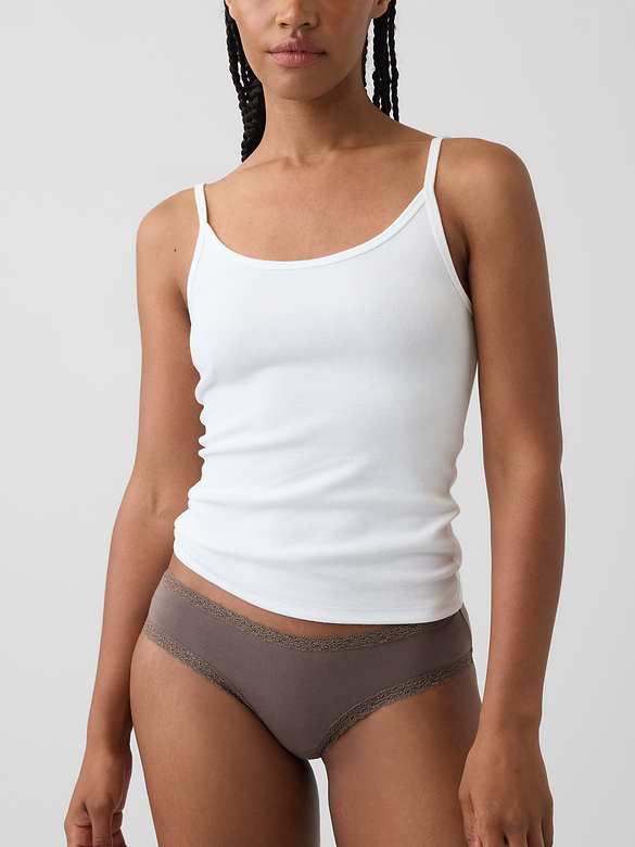SoftMade Organic Stretch Cotton Lace-Trim Cheeky Hipster