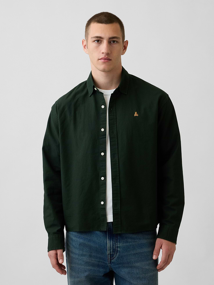 Image number 1 showing, Relaxed Crop Straight-Hem Oxford Shirt
