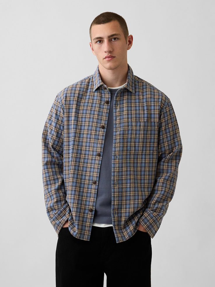Image number 1 showing, Sunwashed Twill Relaxed Plaid Shirt