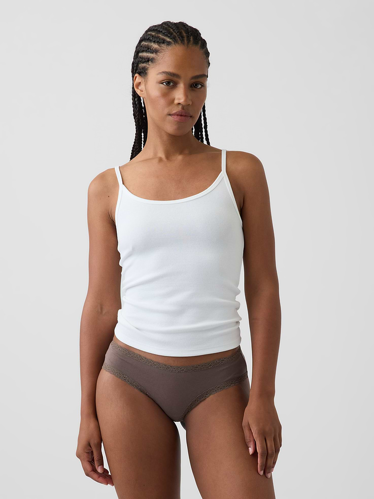 Image number 1 showing, SoftMade Organic Stretch Cotton Lace-Trim Cheeky Hipster