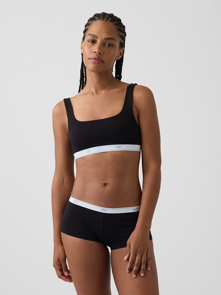 L'image numéro 1 présente Soutien-gorge léger en coton biologique extensible PureDouceur avec logo Gap