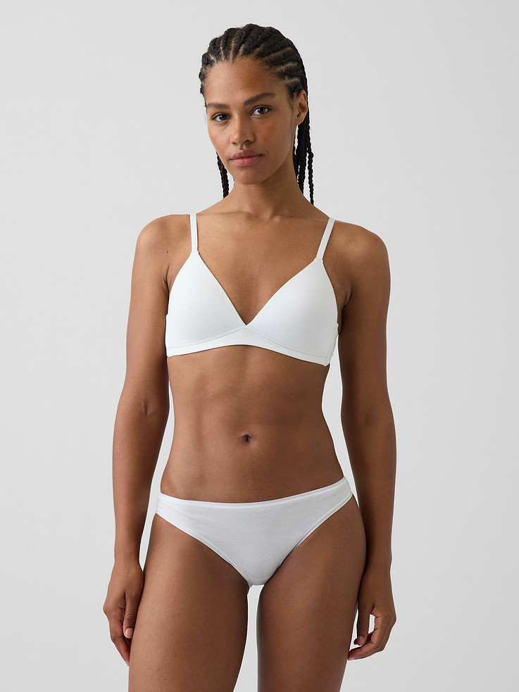 L'image numéro 1 présente Soutien-gorge à bonnets triangulaires en coton biologique extensible PureDouceur