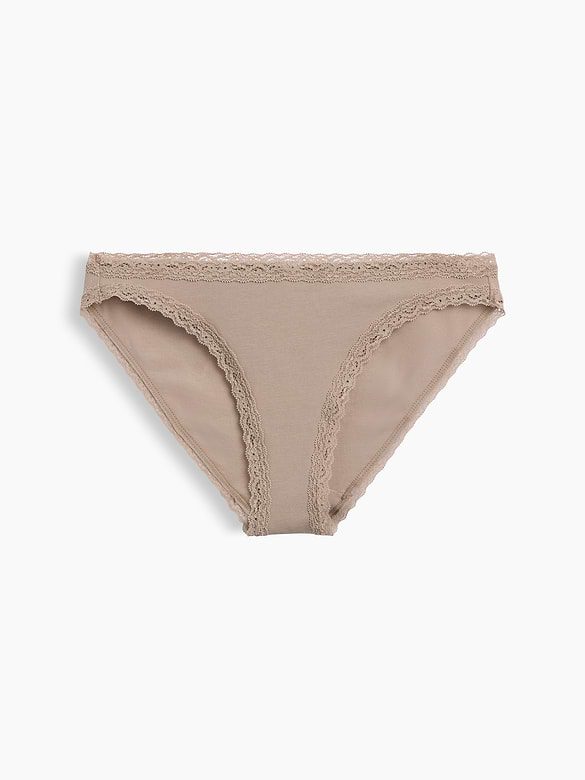 SoftMade Organic Stretch Cotton Lace-Trim Bikini