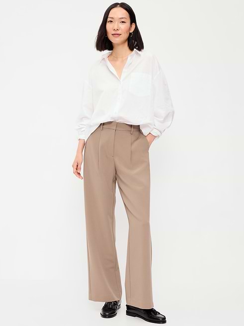 old navy high waisted dress pants Women's Extra High-Waisted Taylor Wide-Leg Trouser - Green womens business casual outfits with jeans