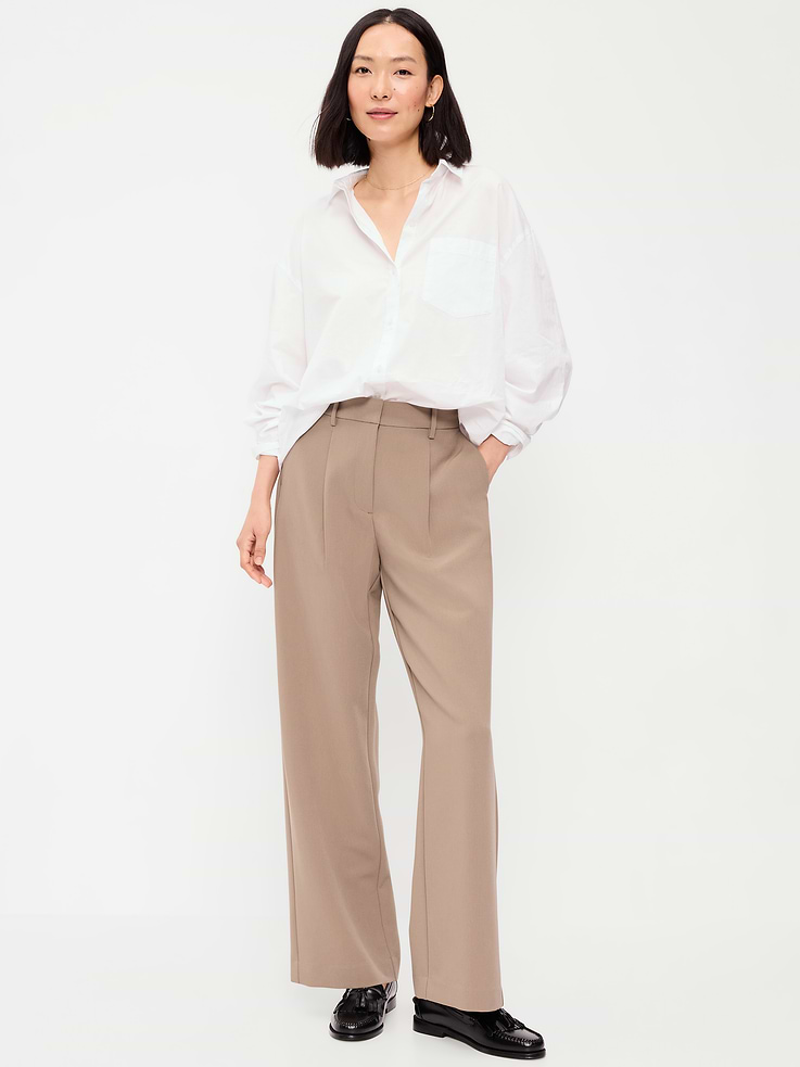 Image number 1 showing, Extra High-Waisted Taylor Wide-Leg Trouser Pants