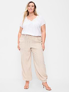 L'image numéro 2 présente Pantalon utilitaire en mélange de lin à taille mi-basse