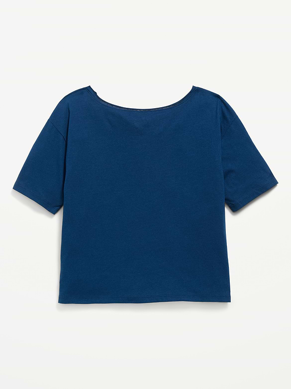 College Off-Shoulder Graphic T-Shirt for Girls