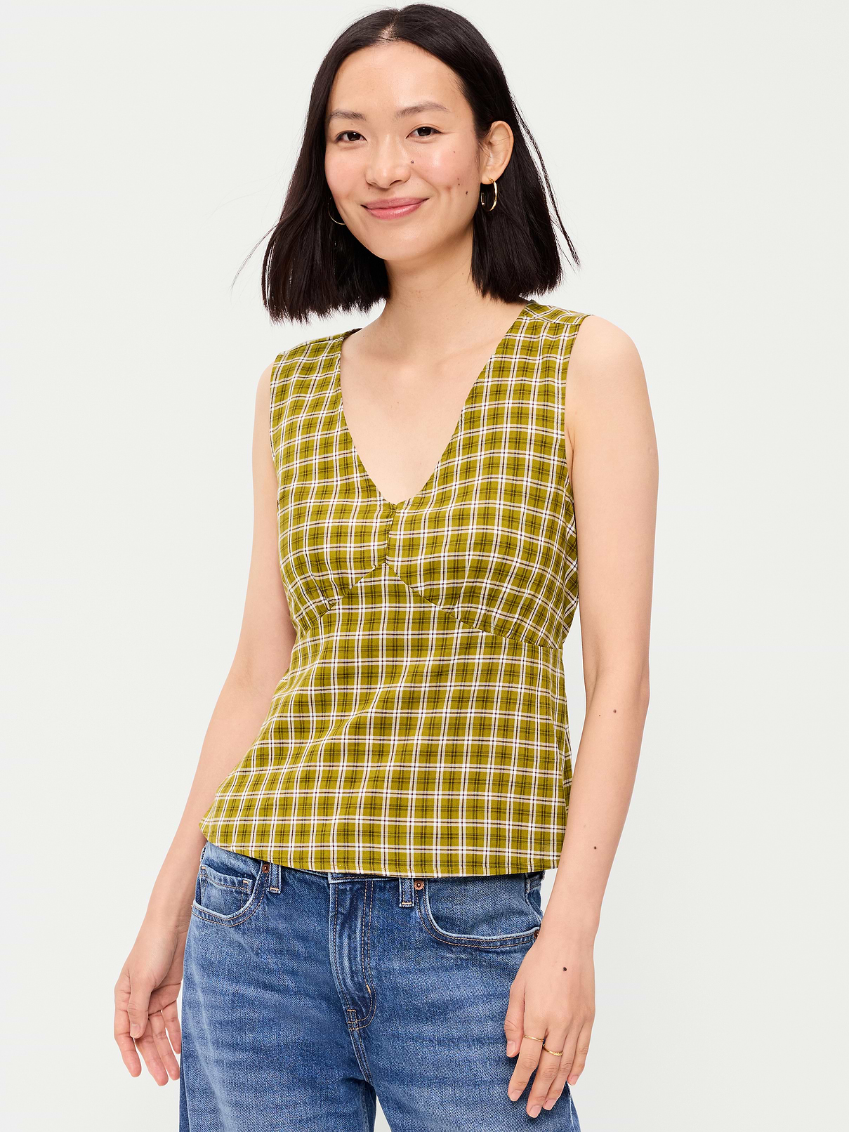 Sleeveless V-Neck Tie-Back Top