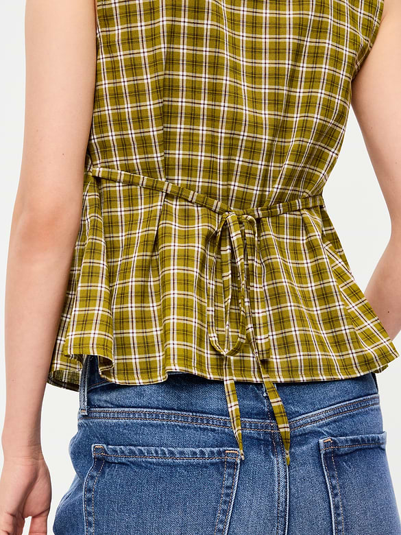 Sleeveless V-Neck Tie-Back Top