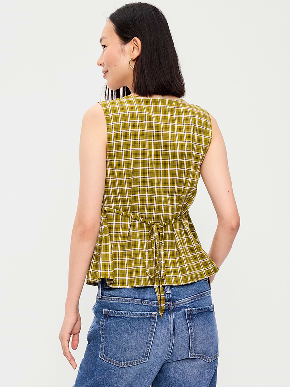 Sleeveless V-Neck Tie-Back Top