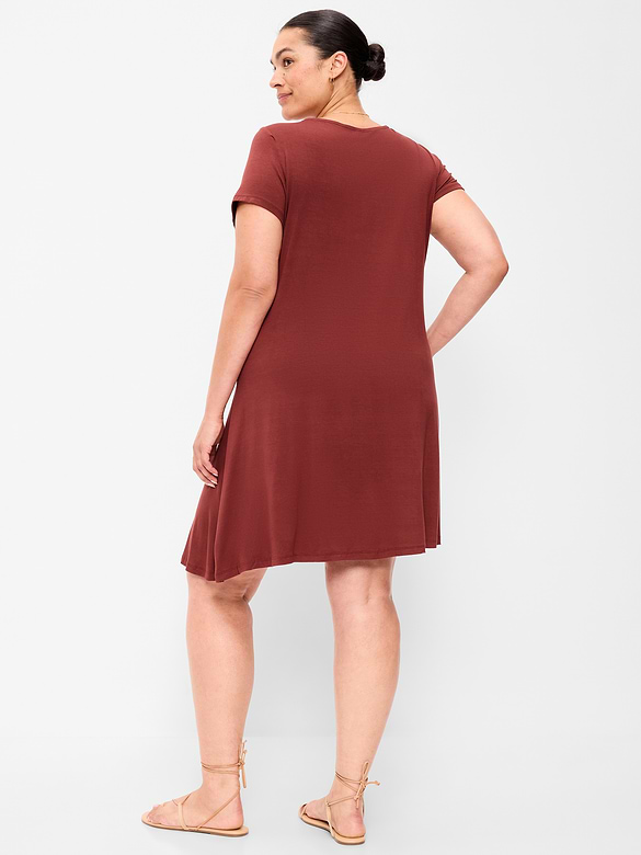 Short-Sleeve Mini Swing Dress