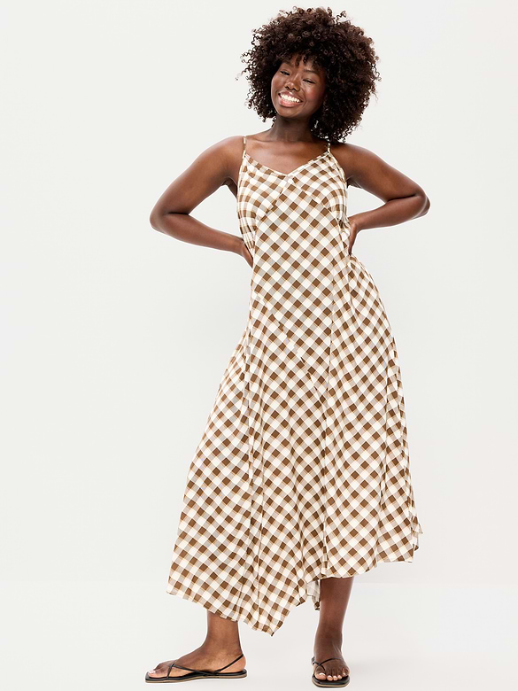 Fit & Flare Tie-Back Asymmetrical Midi Dress