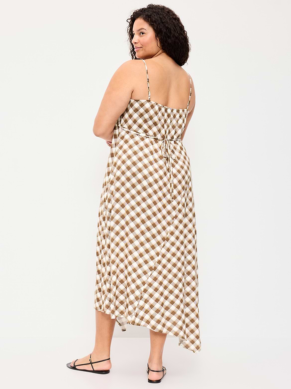 Fit & Flare Tie-Back Asymmetrical Midi Dress