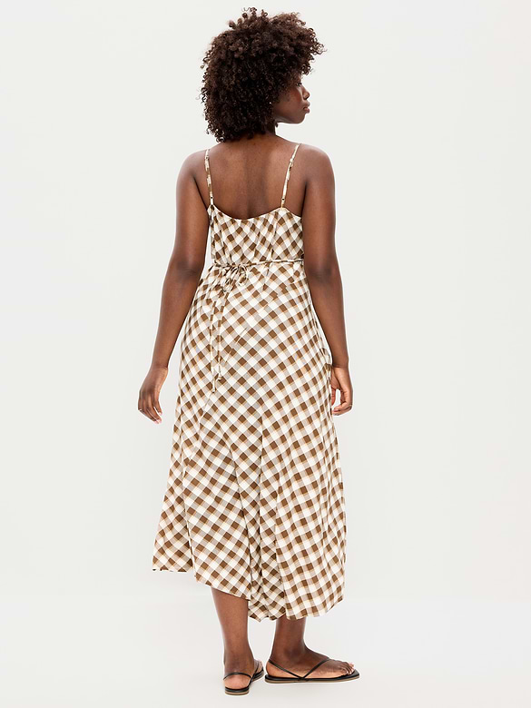 Fit & Flare Tie-Back Asymmetrical Midi Dress