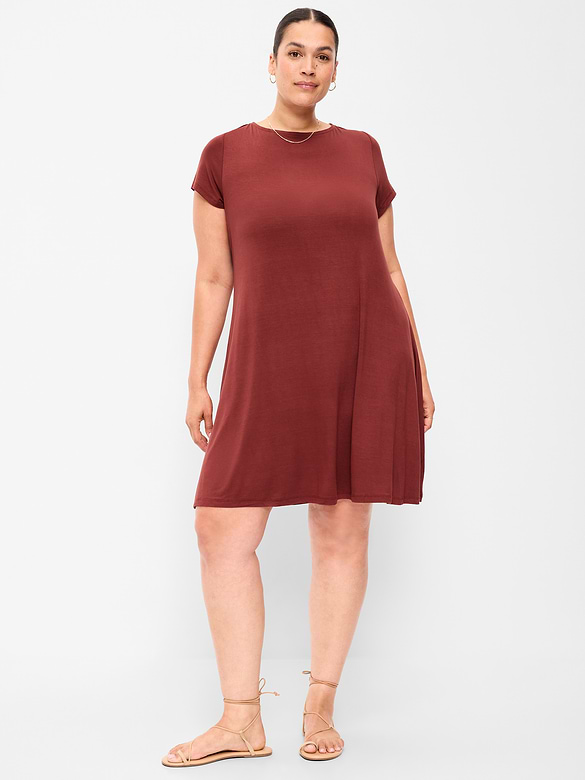 Short-Sleeve Mini Swing Dress