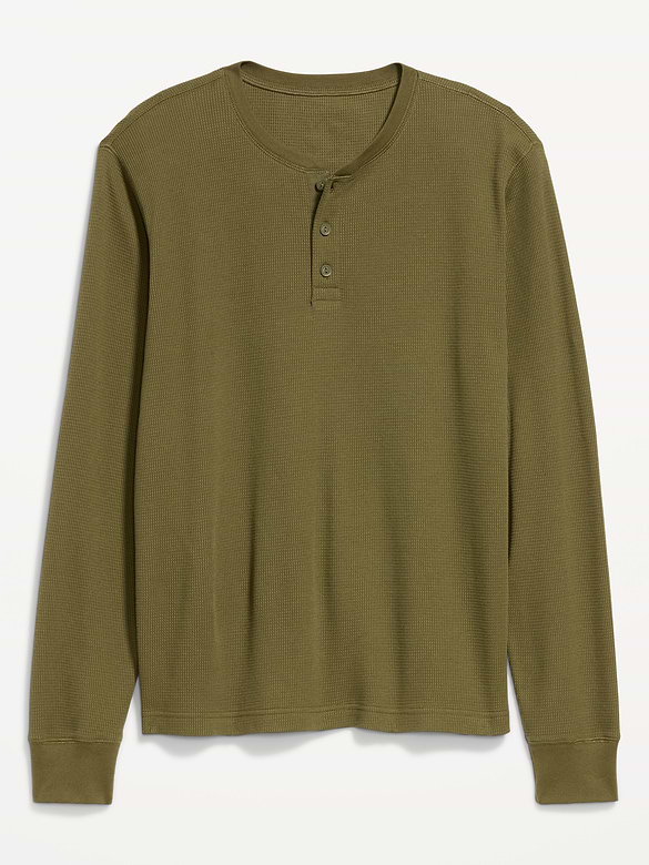 Long-Sleeve Waffle Henley T-Shirt