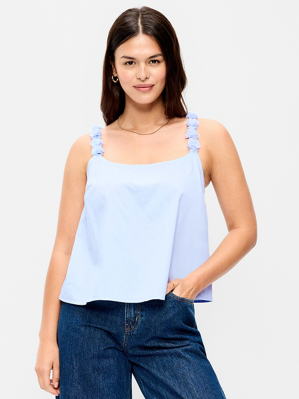 Rosette-Strap Tank Top