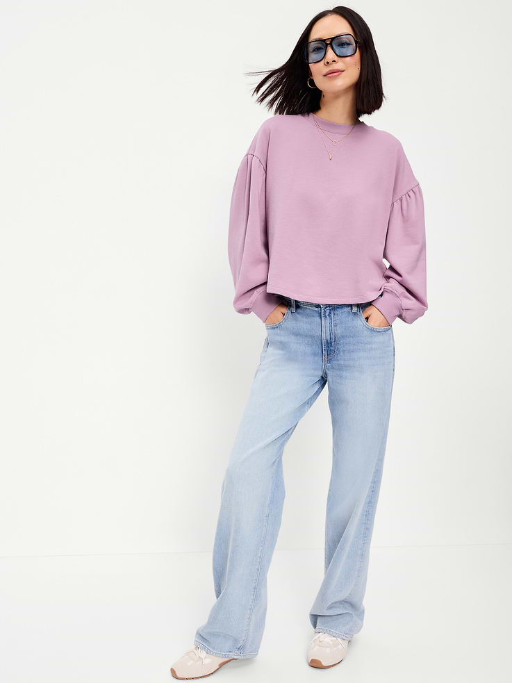 Image number 3 showing, SoComfy Oversized Puff-Sleeve Cropped Sweatshirt