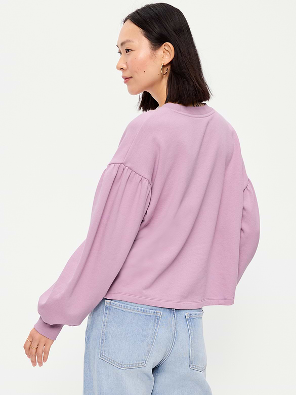 SoComfy Oversized Puff-Sleeve Cropped Sweatshirt