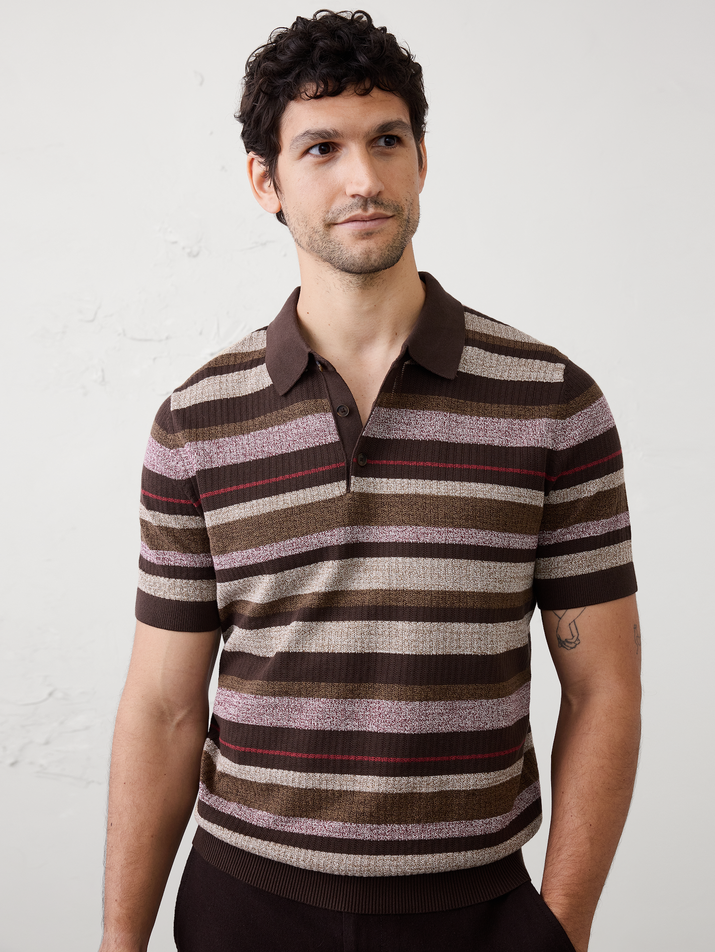 Image number 1 showing, Textured Striped Sweater Polo