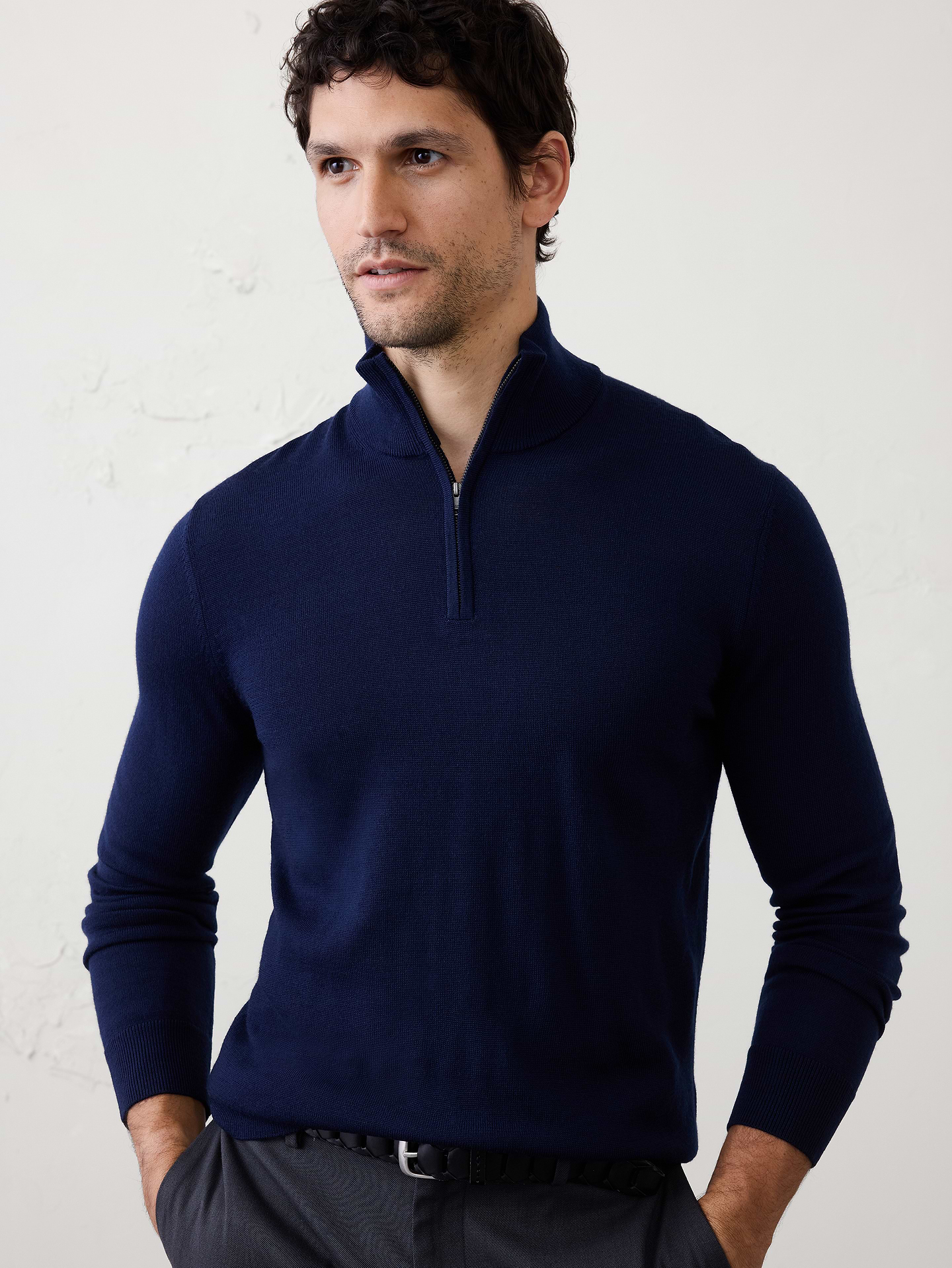 Image number 1 showing, Merino Wool Quarter-Zip Sweater