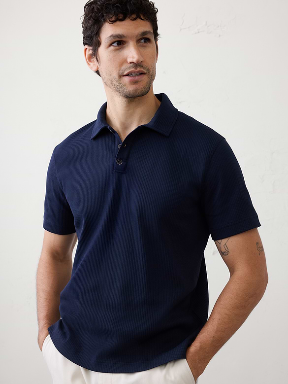Standard-Fit Light Pointelle Polo