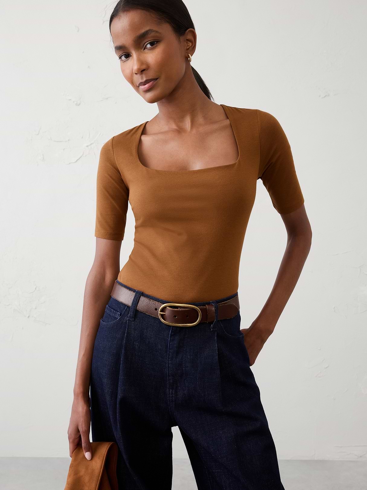 Soft Stretch Square-Neck Top | Banana Republic Factory