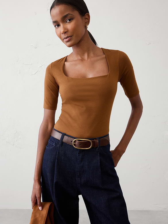 Soft Stretch Square-Neck Top