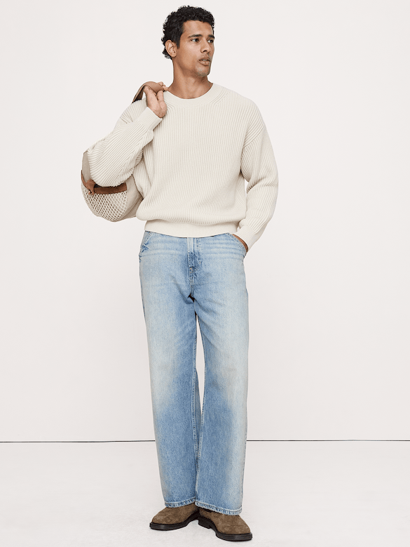 Ribbed Cotton Crew-Neck Sweater