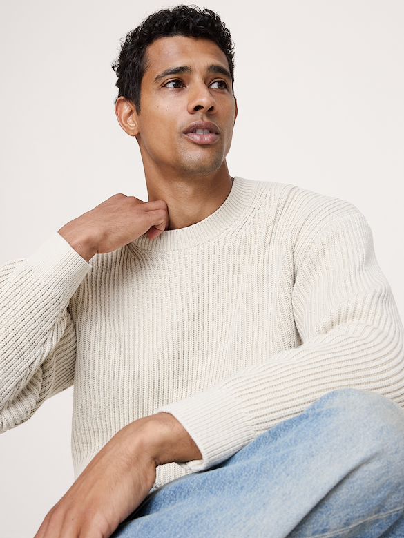 Ribbed Cotton Crew-Neck Sweater