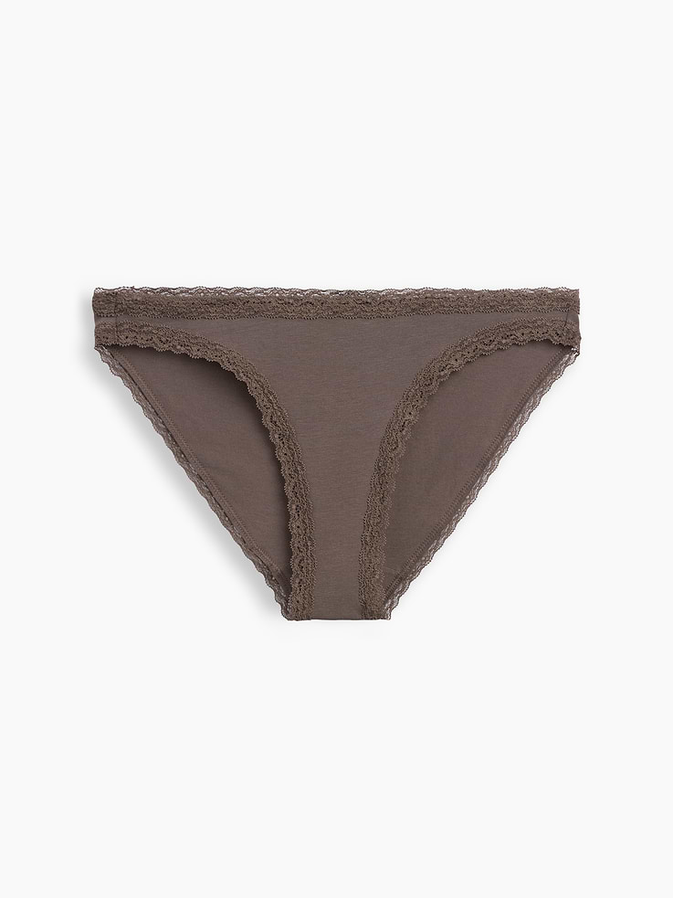 Image number 5 showing, SoftMade Organic Stretch Cotton Lace-Trim Bikini