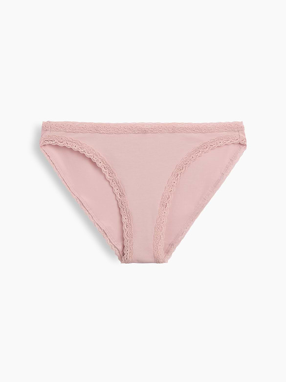 SoftMade Organic Stretch Cotton Lace-Trim Bikini