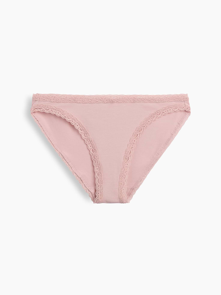 Image number 5 showing, SoftMade Organic Stretch Cotton Lace-Trim Bikini