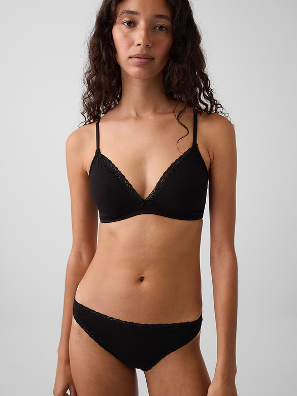 SoftMade Organic Stretch Cotton Lace-Trim Triangle Bralette
