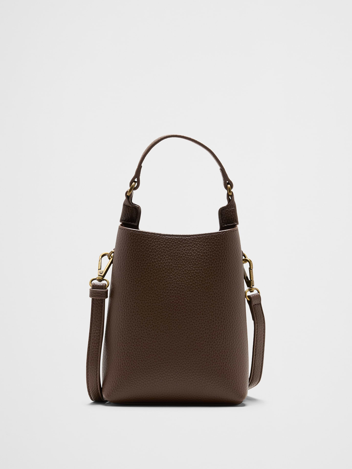Image number 1 showing, Vegan Leather Micro Mini Bucket Crossbody Bag