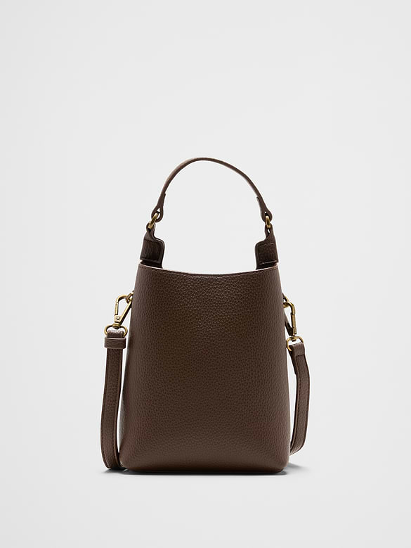 Vegan Leather Micro Mini Bucket Crossbody Bag