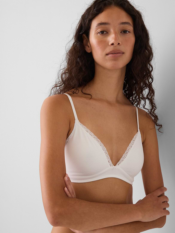 SoftMade Organic Stretch Cotton Lace-Trim Triangle Bralette