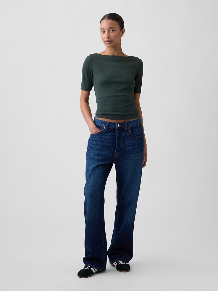 Image number 3 showing, Modern Ribbed Boatneck Top