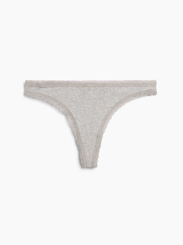 SoftMade Organic Stretch Cotton Lace-Trim Thong