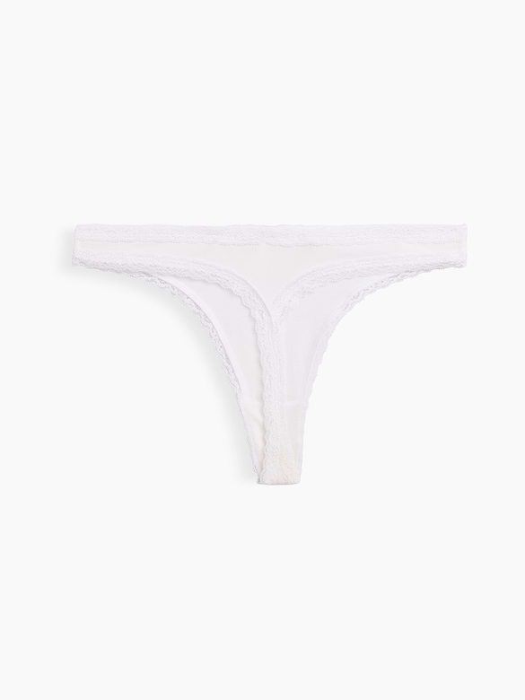 SoftMade Organic Stretch Cotton Lace-Trim Thong