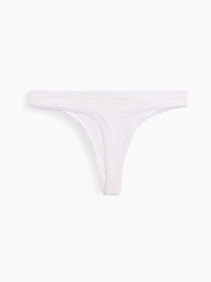 Image number 6 showing, SoftMade Organic Stretch Cotton Lace-Trim Thong