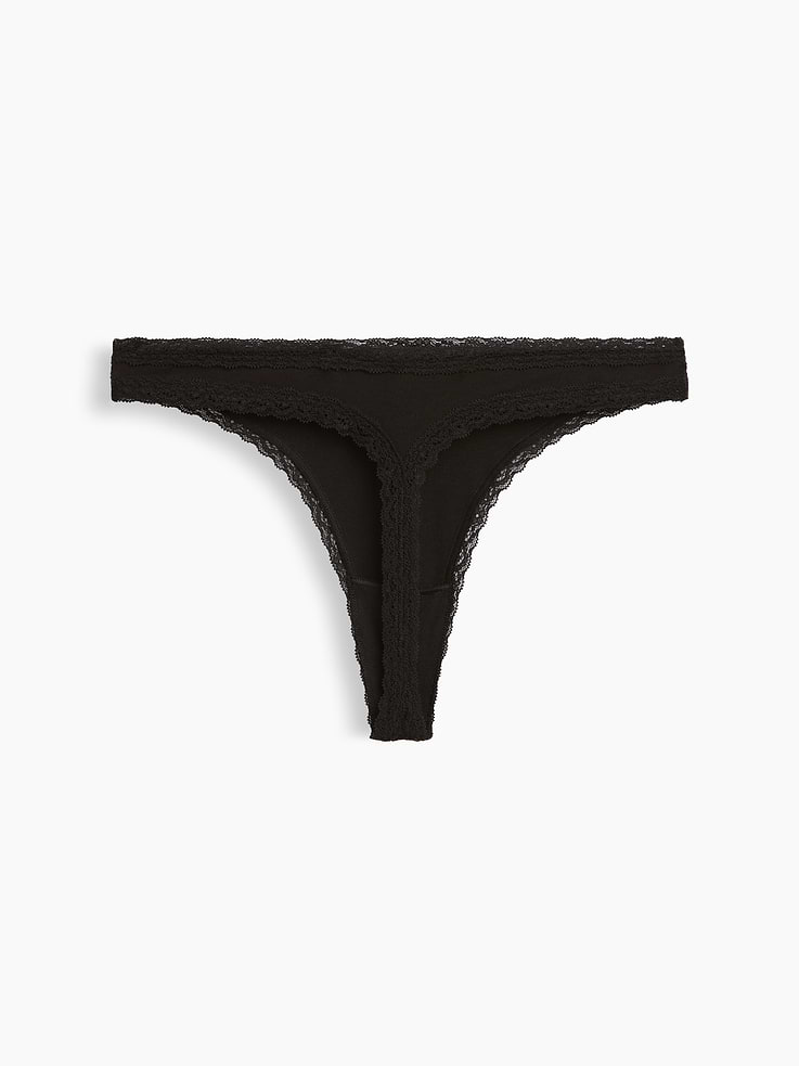 Image number 6 showing, SoftMade Organic Stretch Cotton Lace-Trim Thong