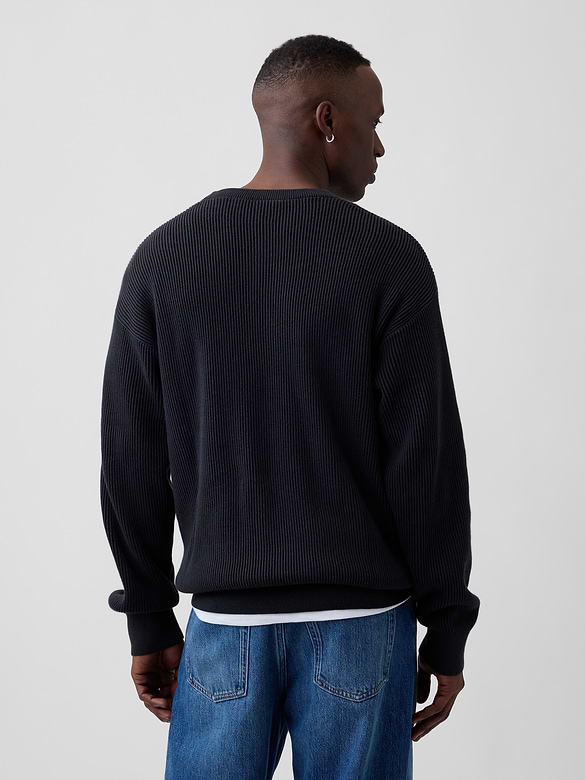Relaxed Fisherman Stitch Crewneck Sweater